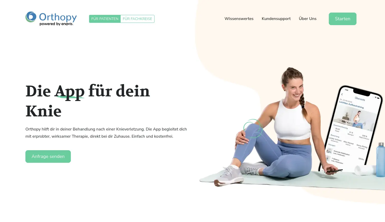 Website der Firma Orthopy Health GmbH