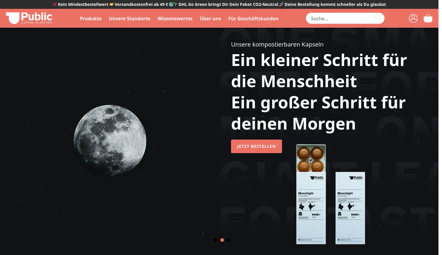 Website der Firma PCR Public Coffee Roasters GmbH