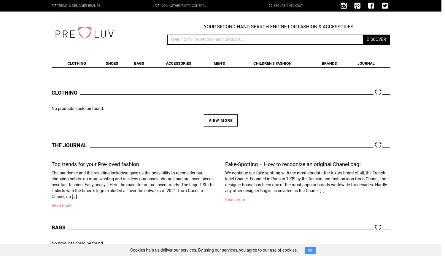 Website der Firma PRELUV.com