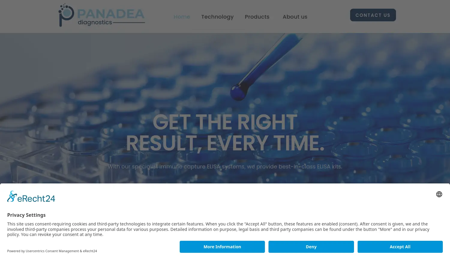 Website der Firma Panadea Diagnostics GmbH