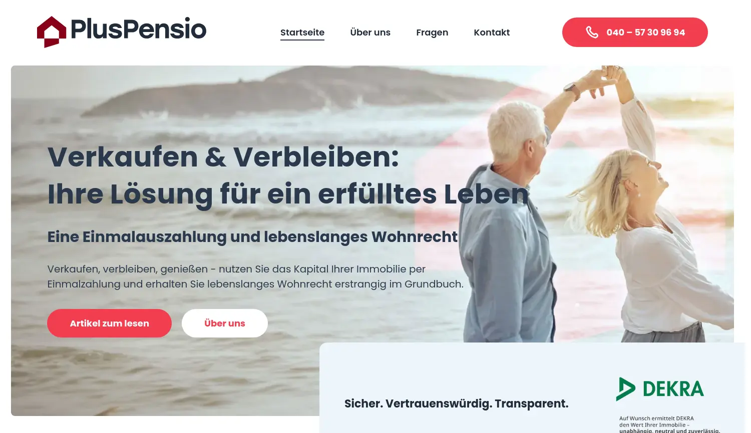 Website der Firma Pluspensio GmbH