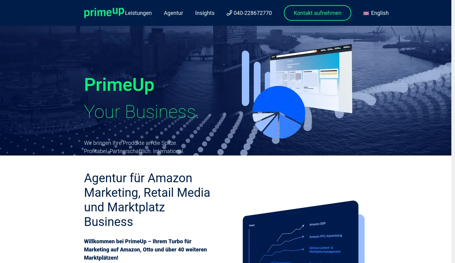 Website der Firma PrimeUp GmbH
