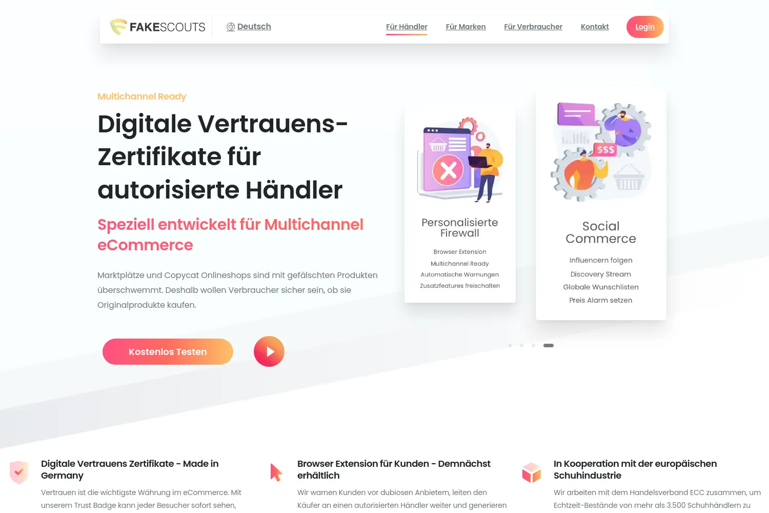 Website der Firma FakeScouts GmbH