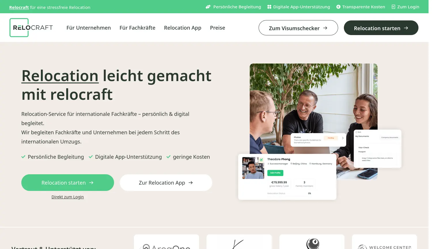 Website der Firma relocraft GmbH
