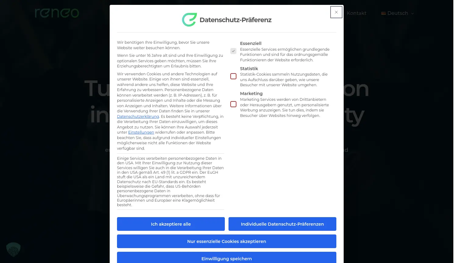 Website der Firma Reneo Group GmbH