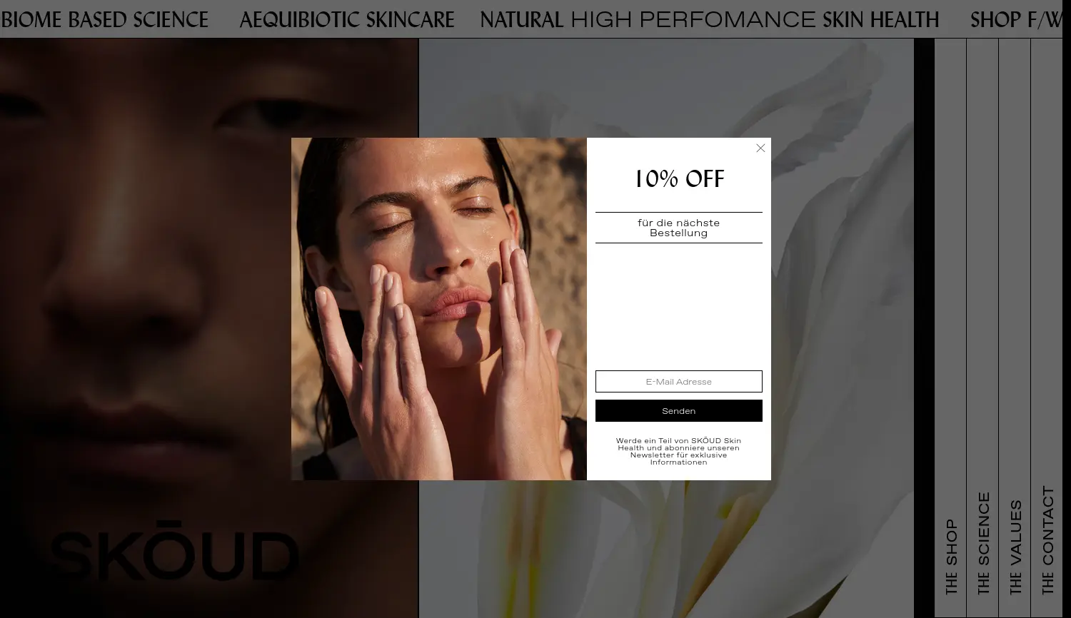 Website der Firma SKŌUD Cosmetics GmbH