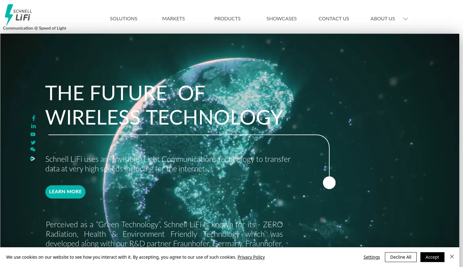 Website der Firma Schnell Li-Fi GmbH