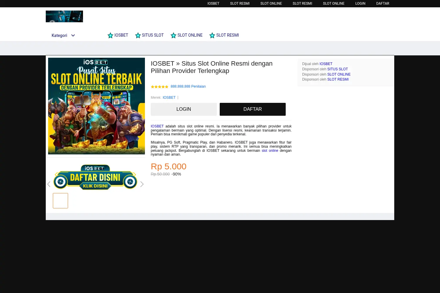 Website der Firma IOSBET