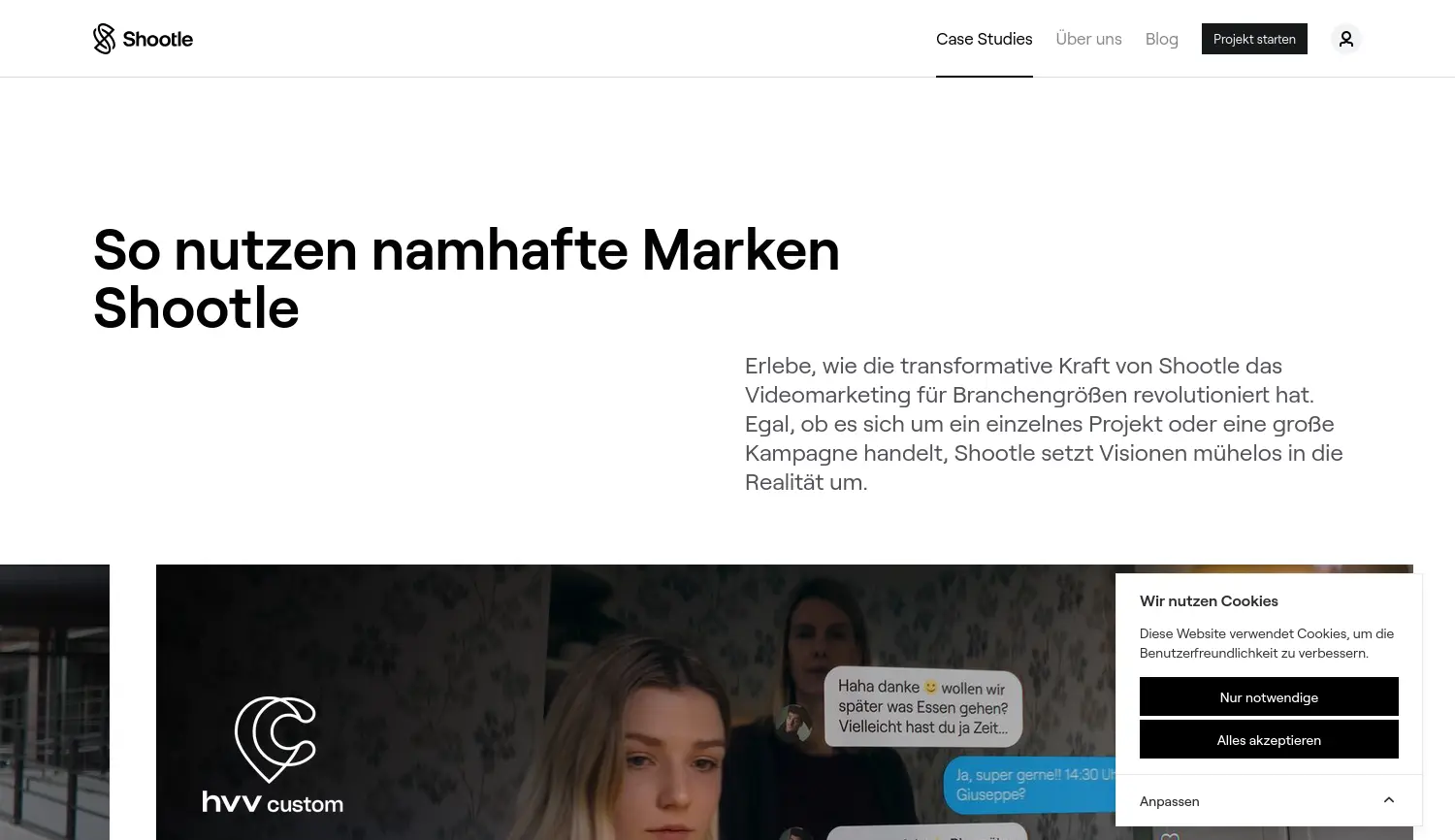 Website der Firma Shootle GmbH