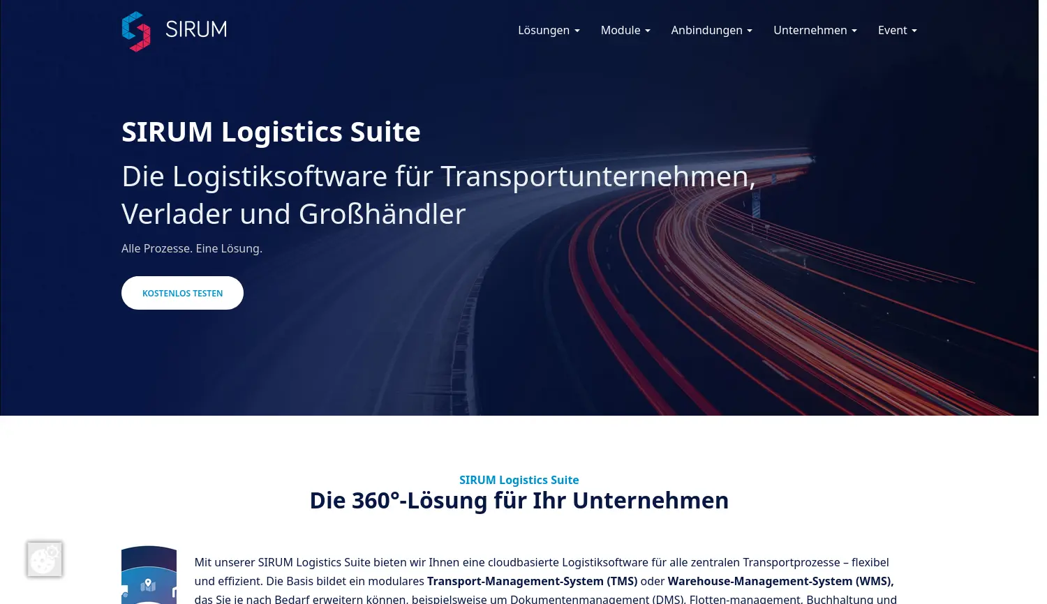 Website der Firma Sirum GmbH