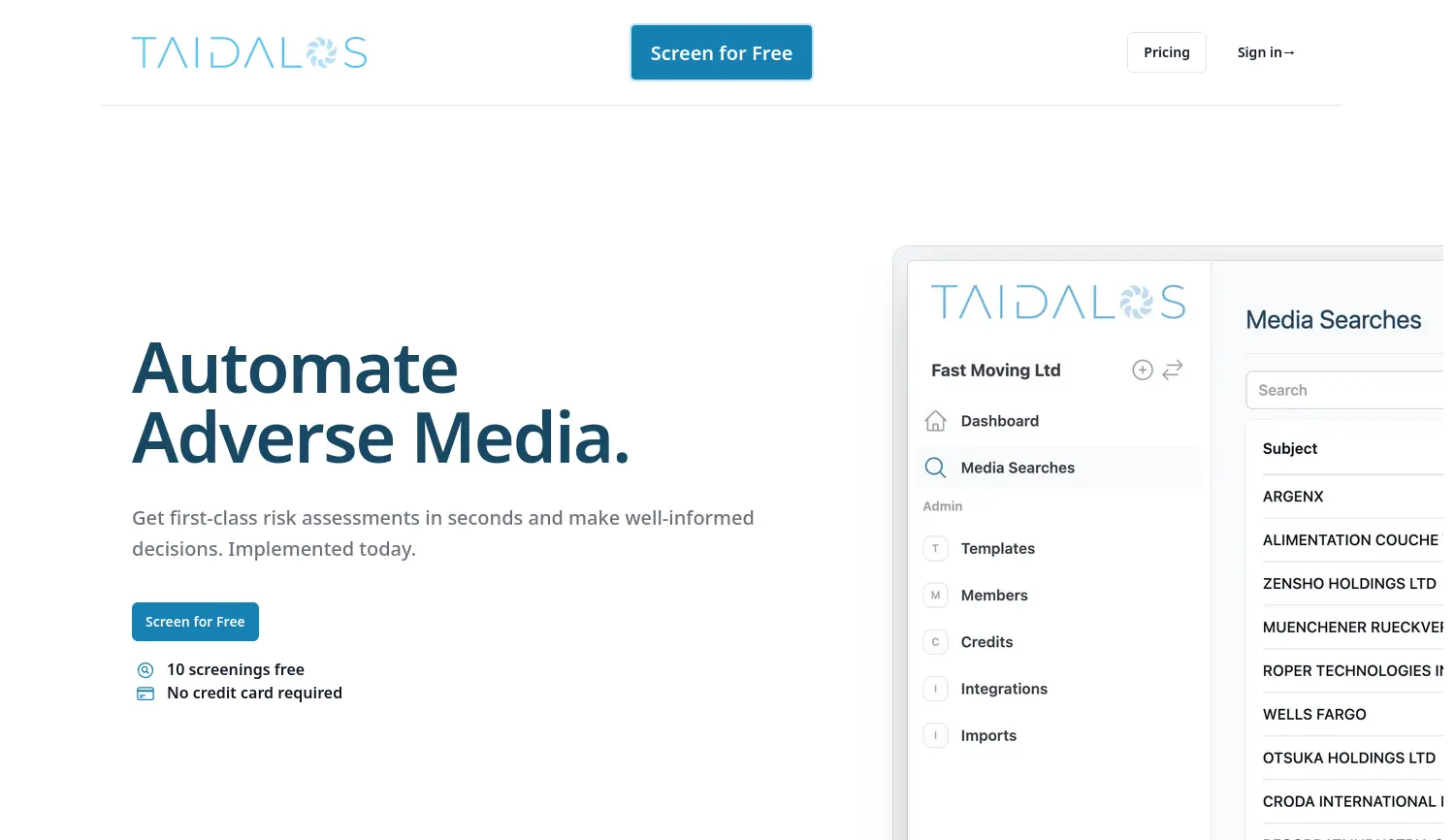 Website der Firma Taidalos GmbH