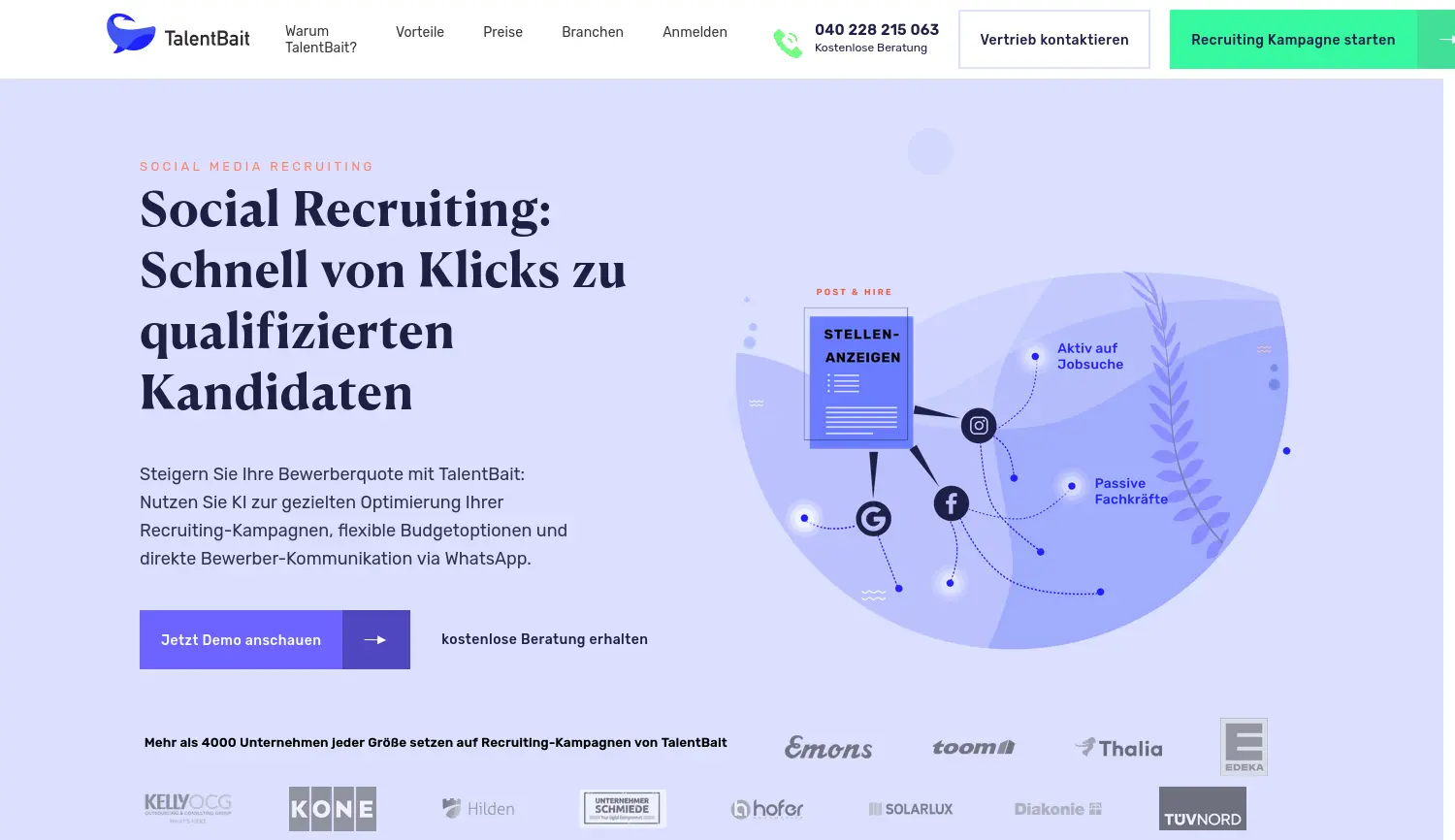 Website der Firma TalentBait