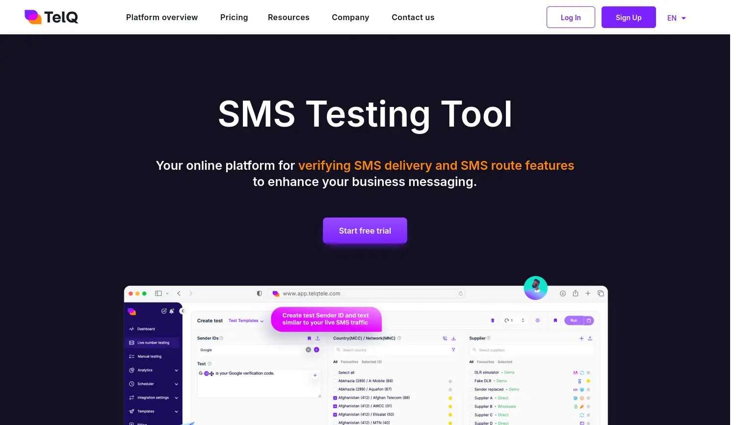 Website der Firma TelQ Telecom GmbH