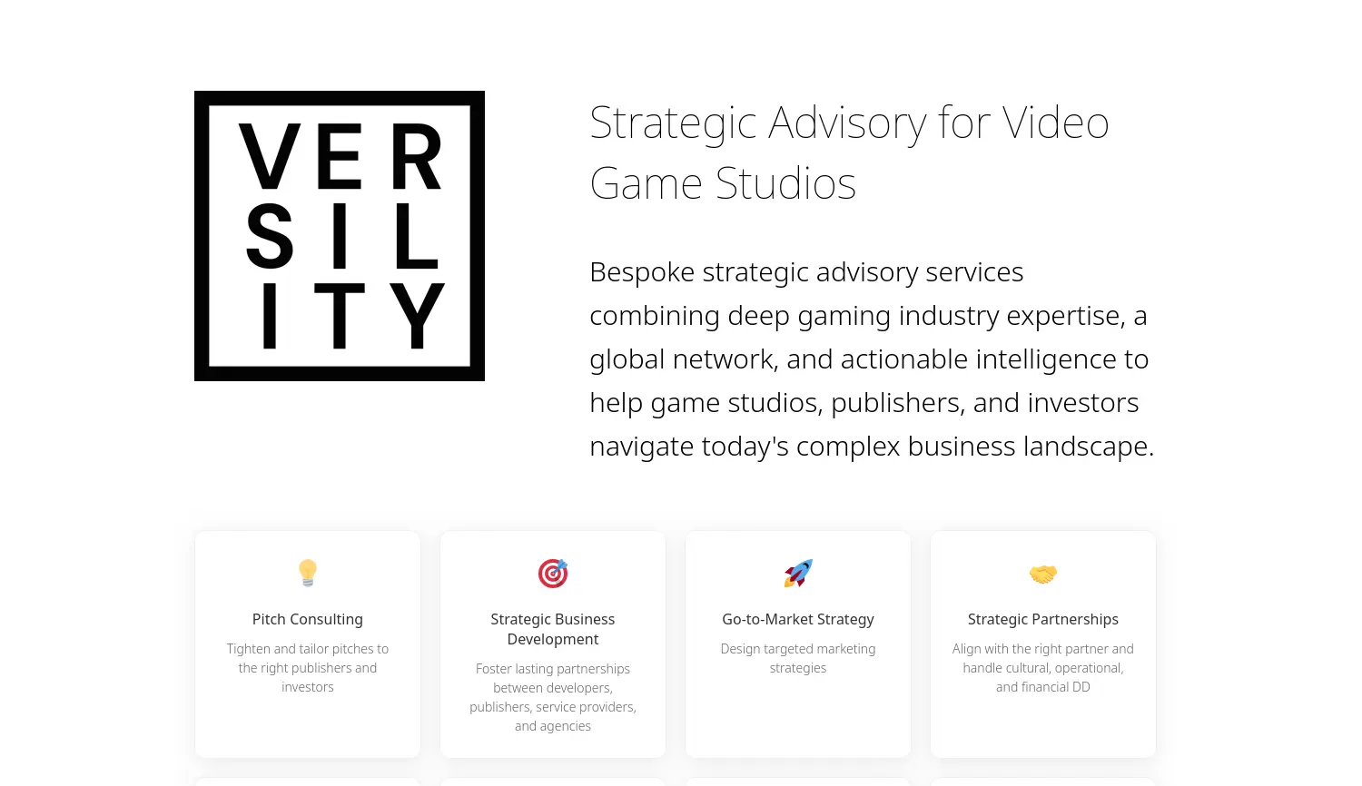 Website der Firma Versility Ventures GmbH