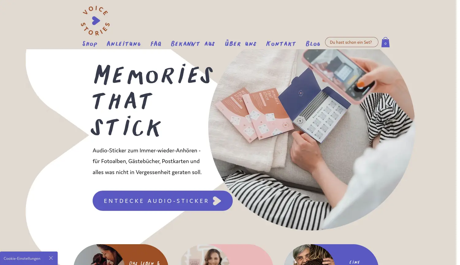 Website der Firma Voicestories (Einzelunternehmer)