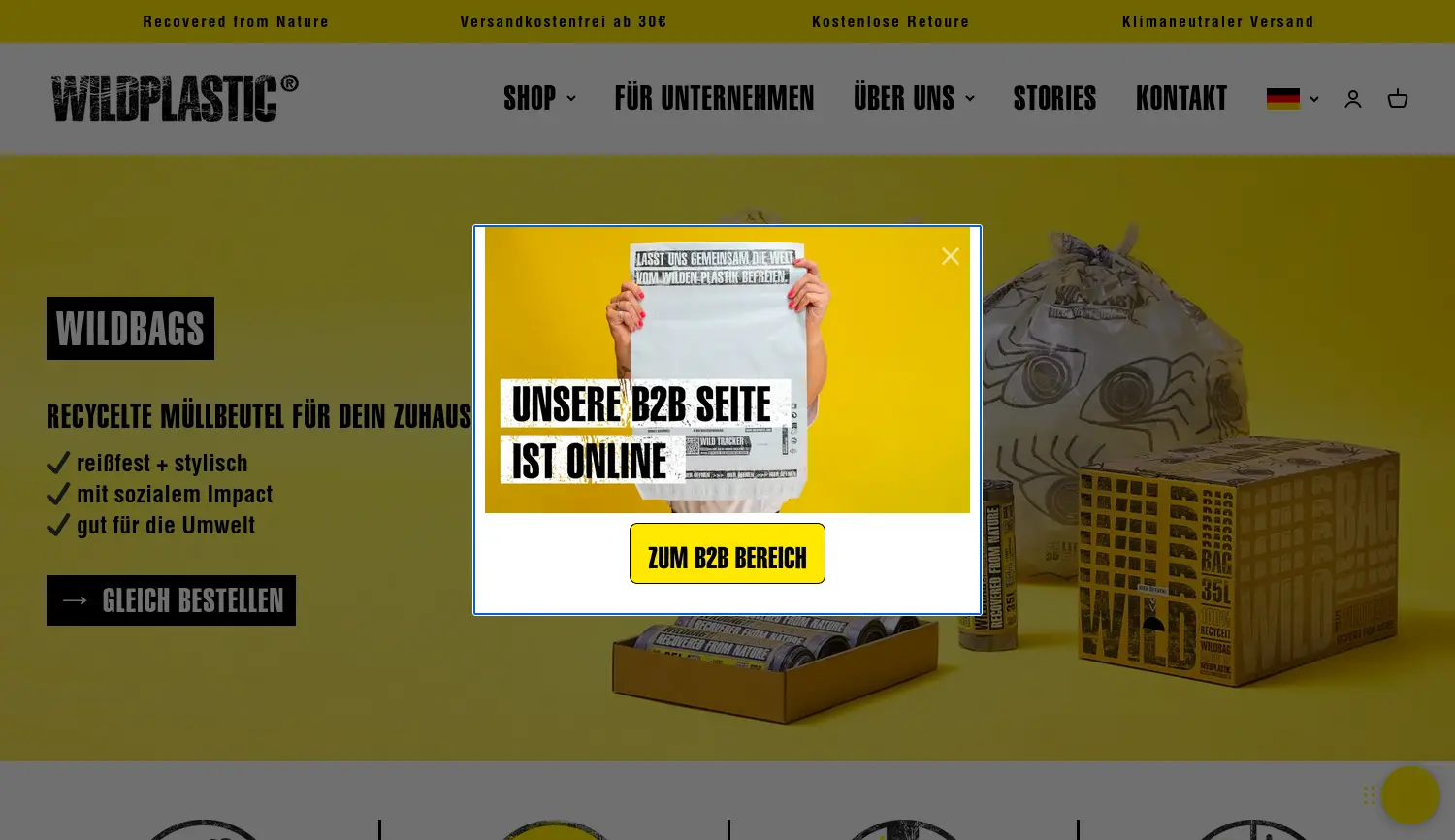 Website der Firma WILDPLASTIC GmbH