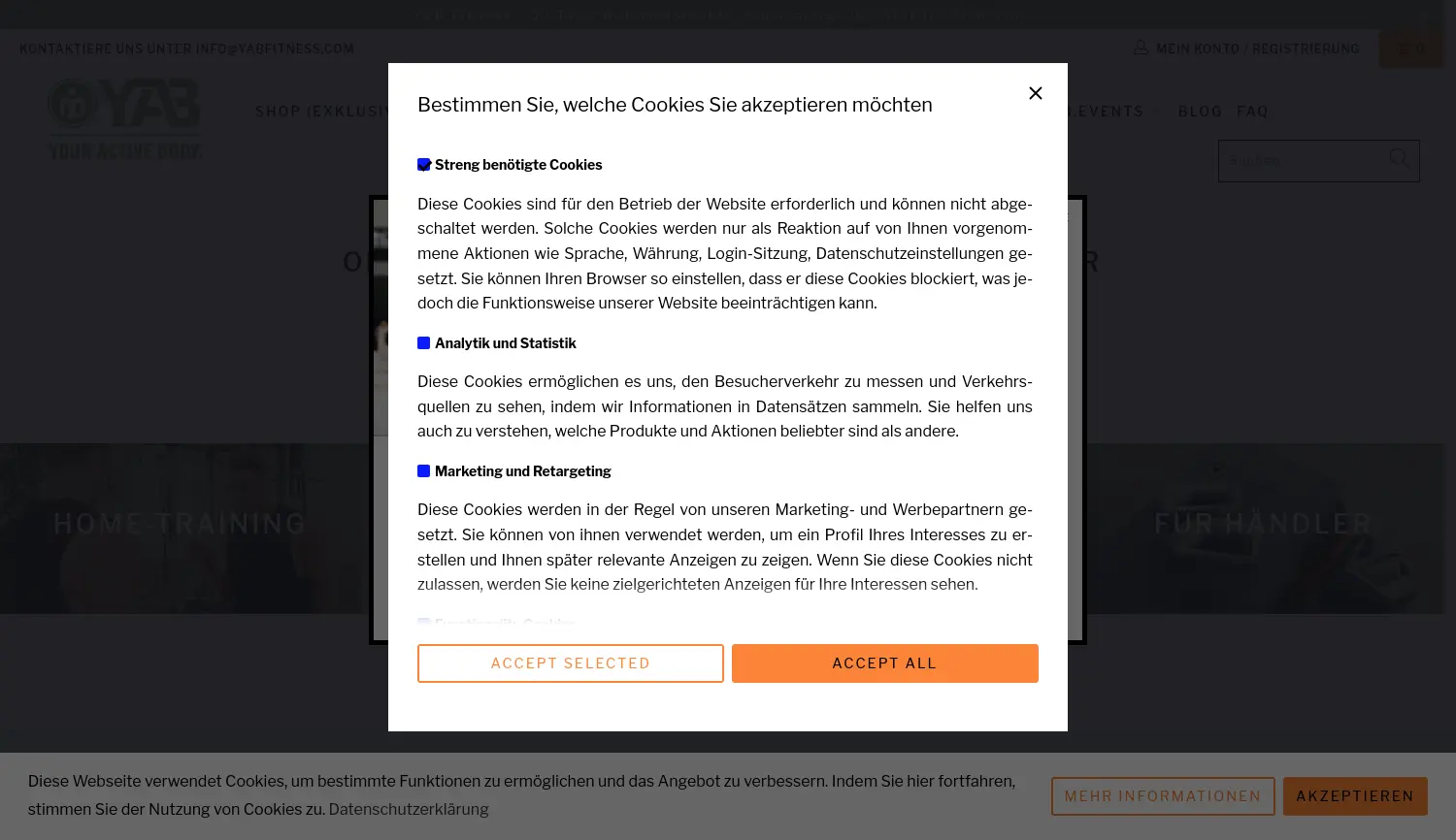 Website der Firma YAB Fitness & Health GmbH i.G.