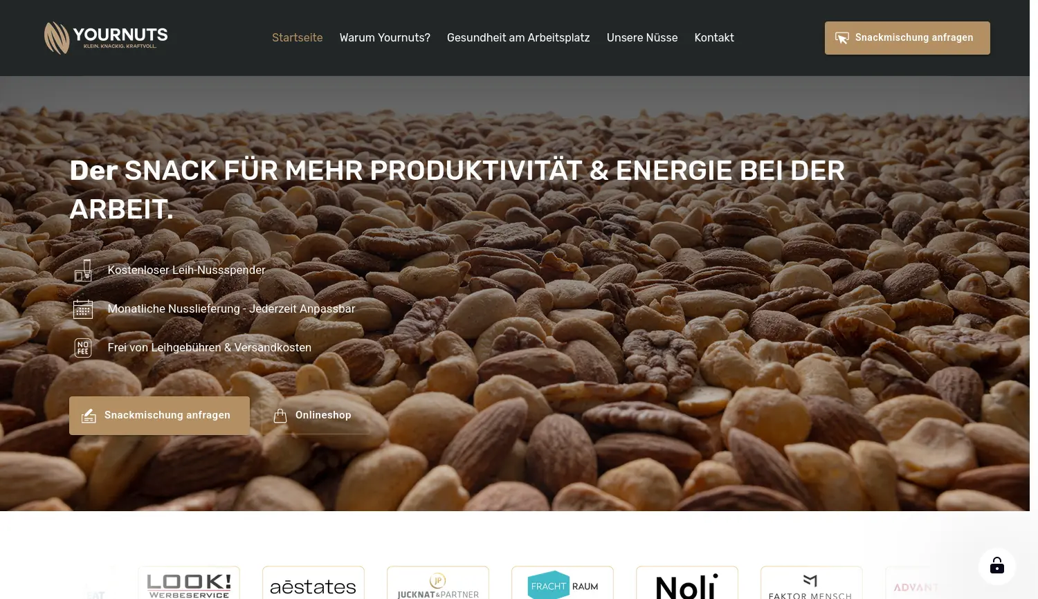 Website der Firma YOURNUTS GmbH