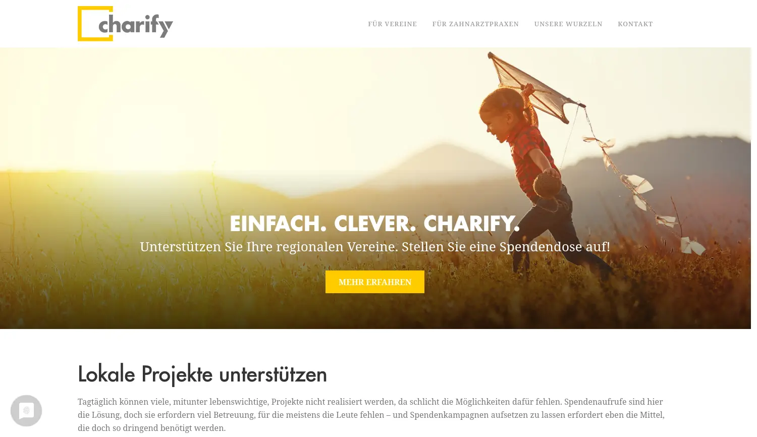 Website der Firma charify.me GmbH