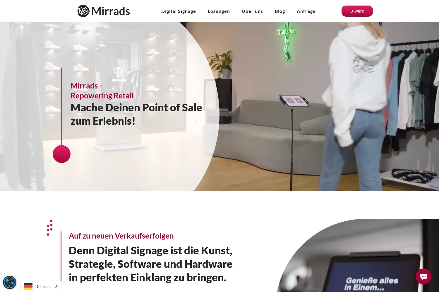 Website der Firma Mirrads GmbH
