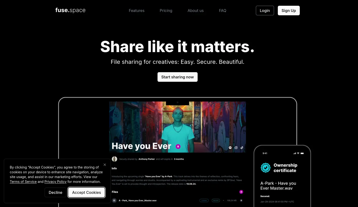 Website der Firma fuse.space GmbH