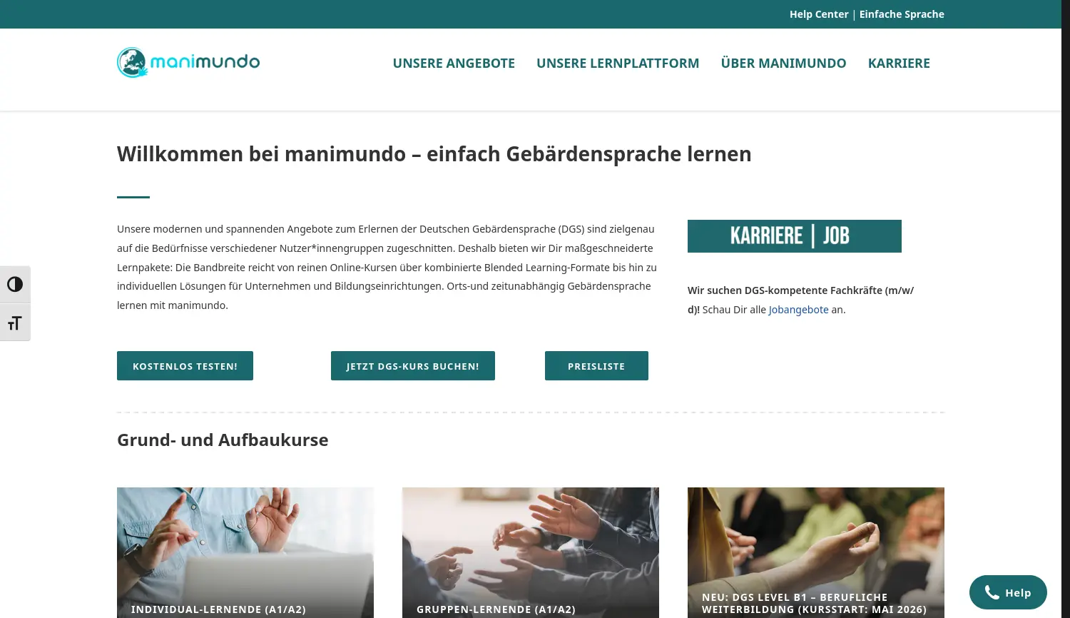 Website der Firma manimundo GmbH