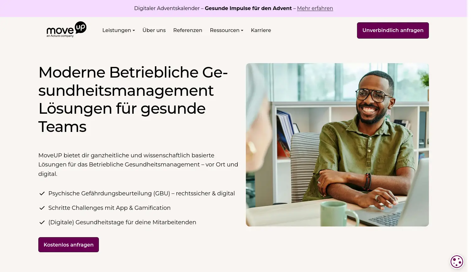 Website der Firma moveUP GmbH