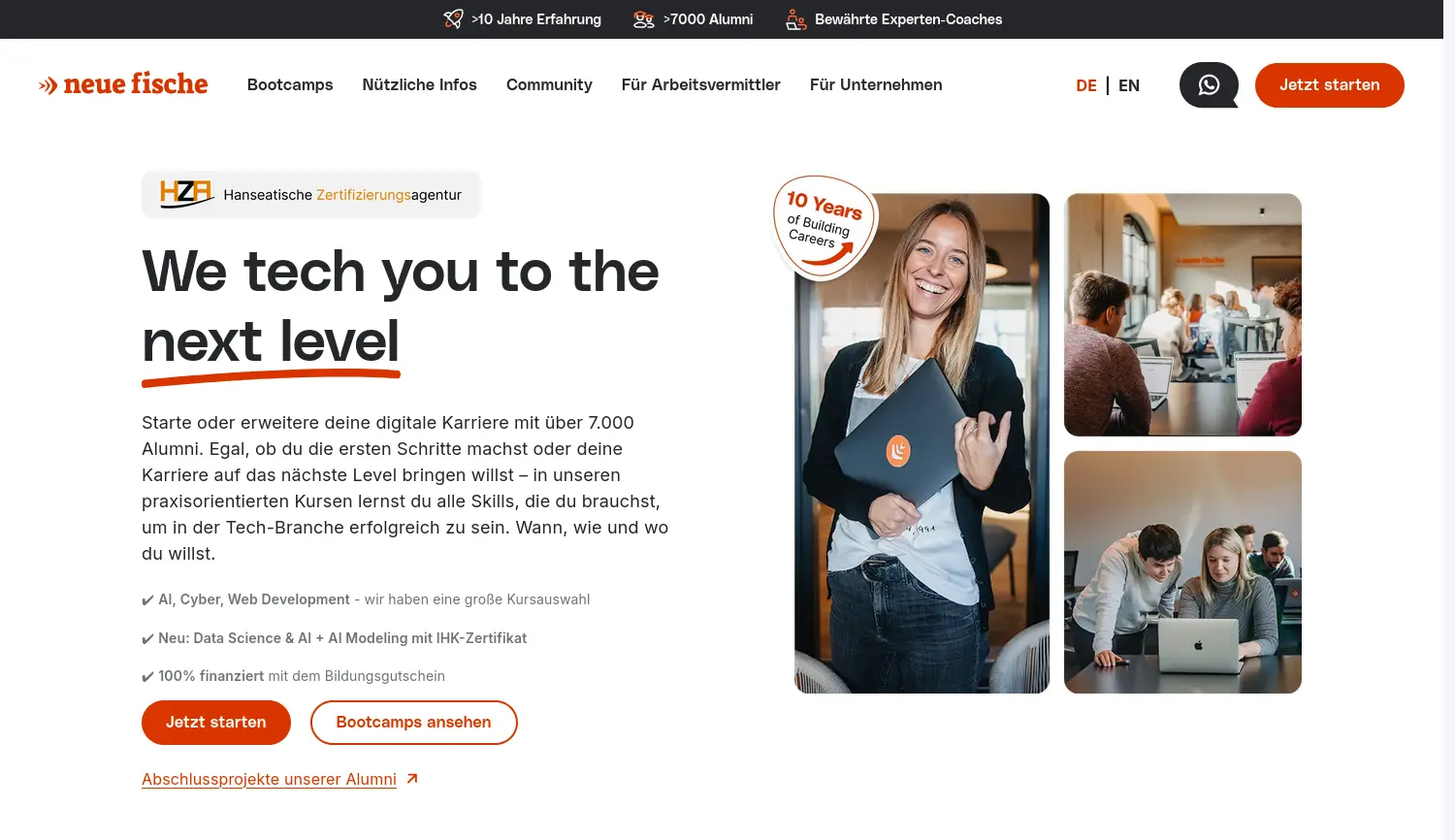 Website der Firma neuefische GmbH