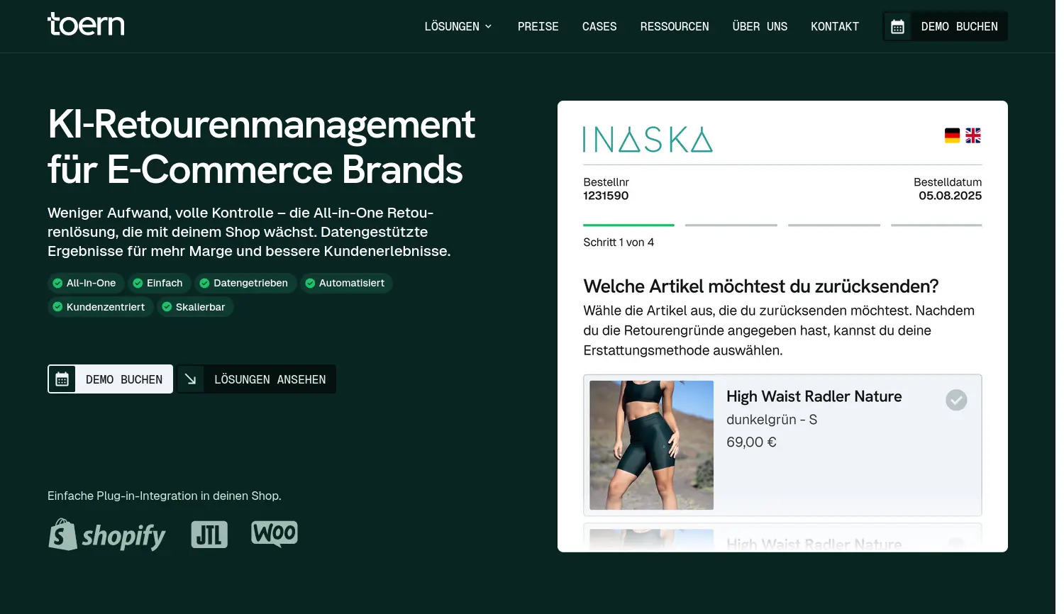 Website der Firma toern GmbH