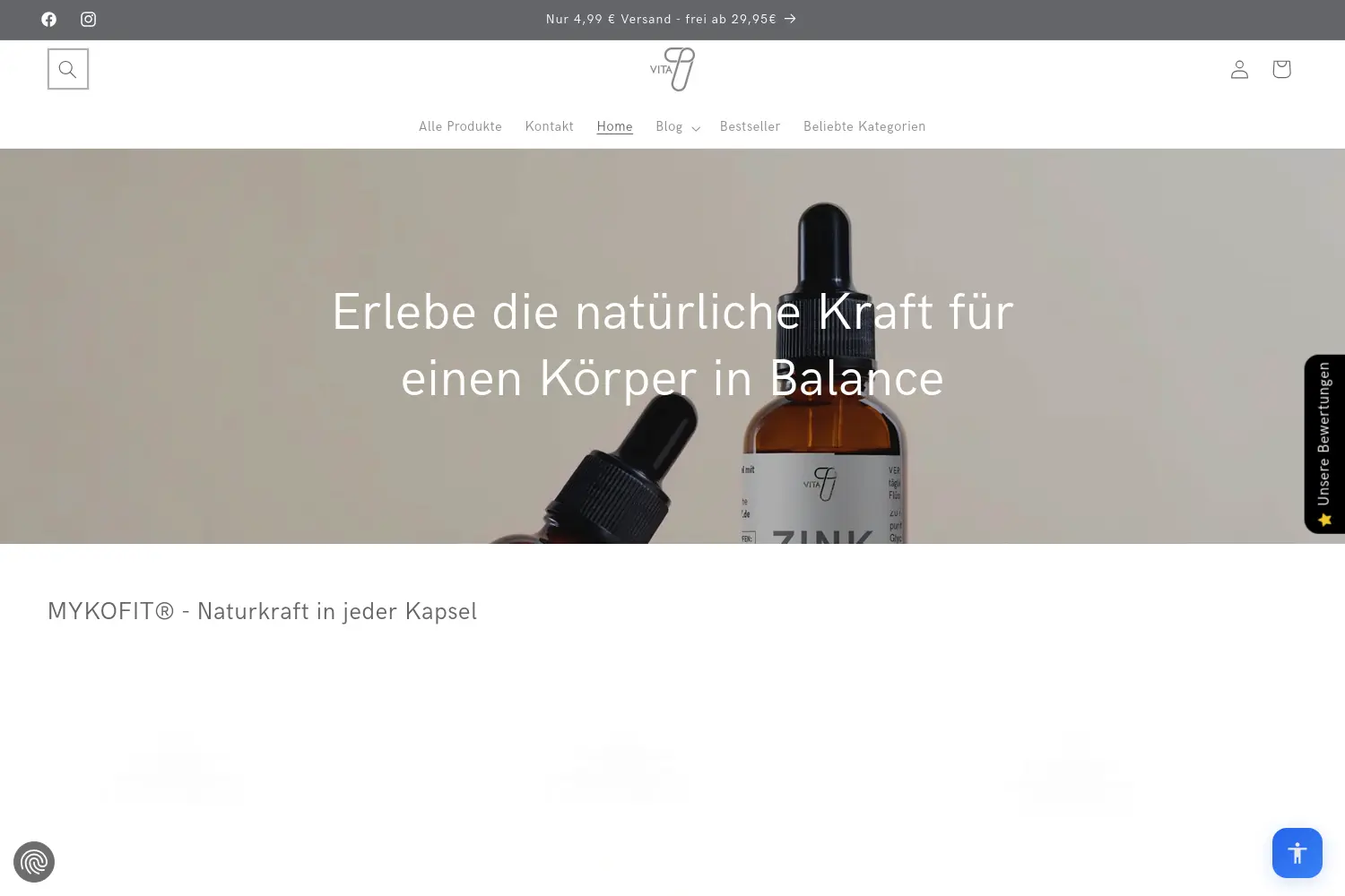 Website der Firma vita7 GmbH